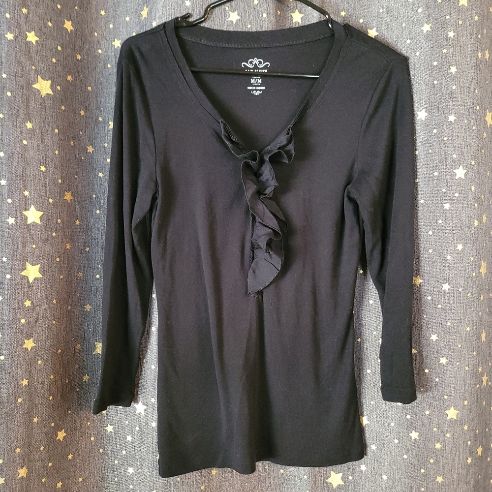 Old Navy | Black Ruffle Blouse